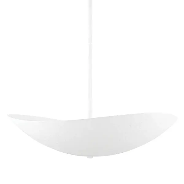 The Fabius pendant brings organic sophistication with its curved white plaster shade that creates a sense of movement. The integrated diffuser ensures soft, even lighting perfect for dining and living spaces.