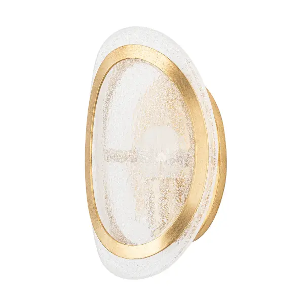 The Danes wall sconce combines vintage gold leaf finish with clear seeded glass for timeless elegance. Its compact 6-inch width makes it ideal for smaller spaces while the damp rating ensures bathroom versatility.