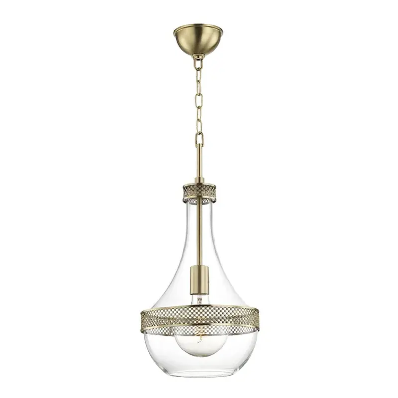 Hagen One Light Pendant in Aged Brass