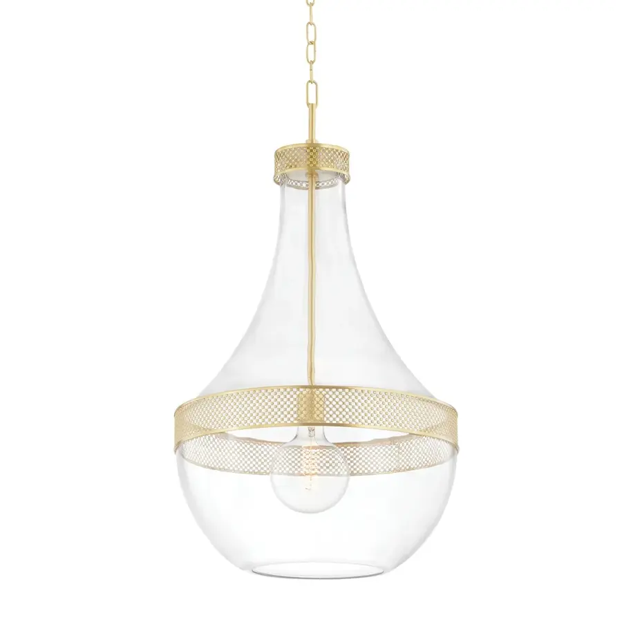 Hagen One Light Pendant in Aged Brass - Image 1
