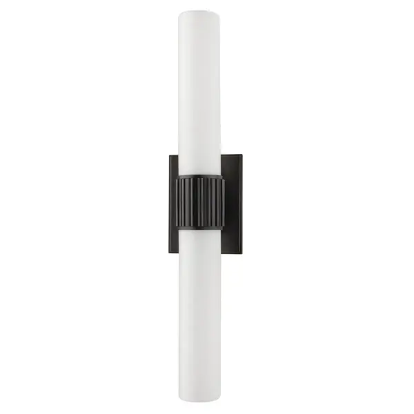 The Fulton bath bracket combines traditional styling with practical dual-light functionality. Its Old Bronze finish and opal matte glass shades deliver warm, even illumination ideal for vanity areas.