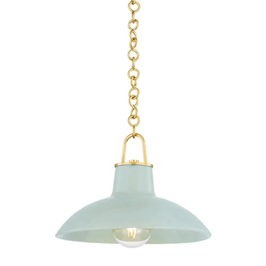 Hudson Valley Lighting One Light Pendant in Aged Brass with Ceramic Moss Crackle - Image 1
