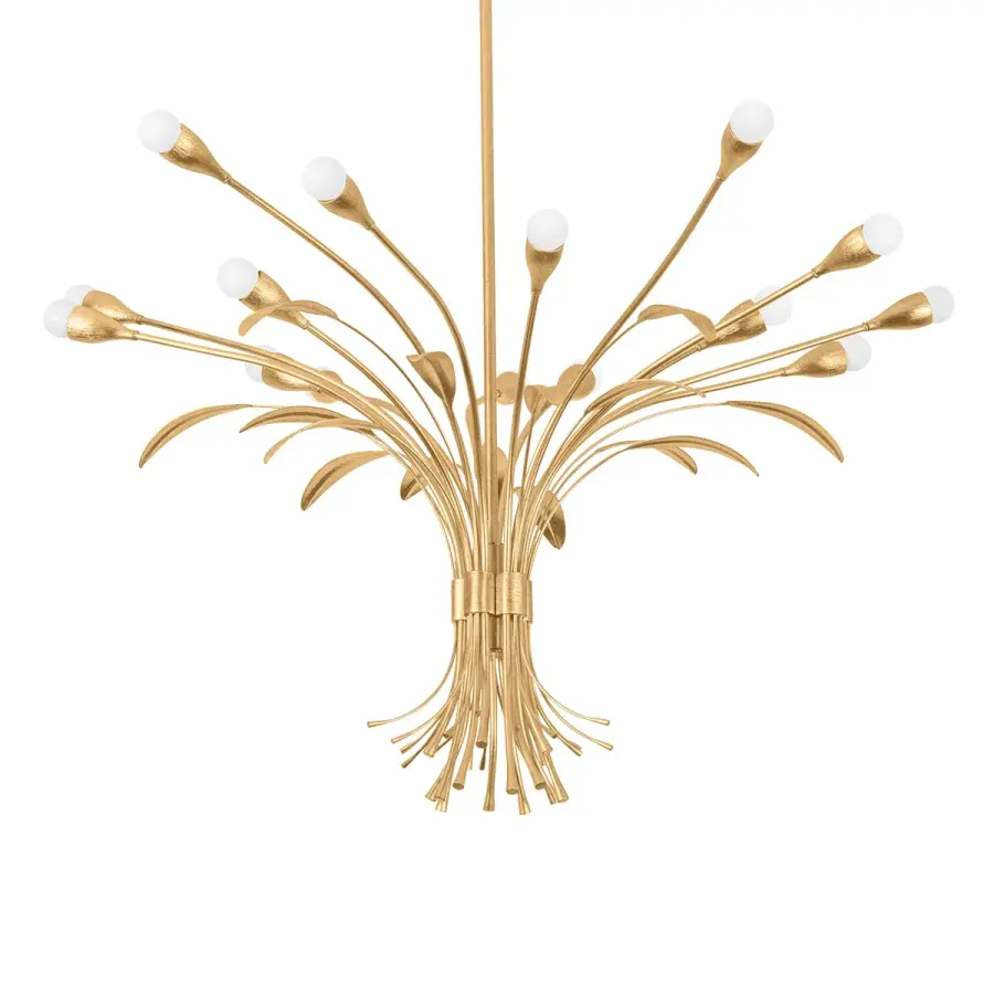 Bilston 15-Light Chandelier in Vintage Gold Leaf - Image 1