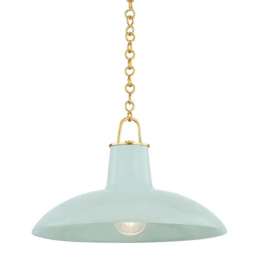 Hudson Valley Lighting One Light Pendant in Aged Brass with Ceramic Moss Crackle - Image 1