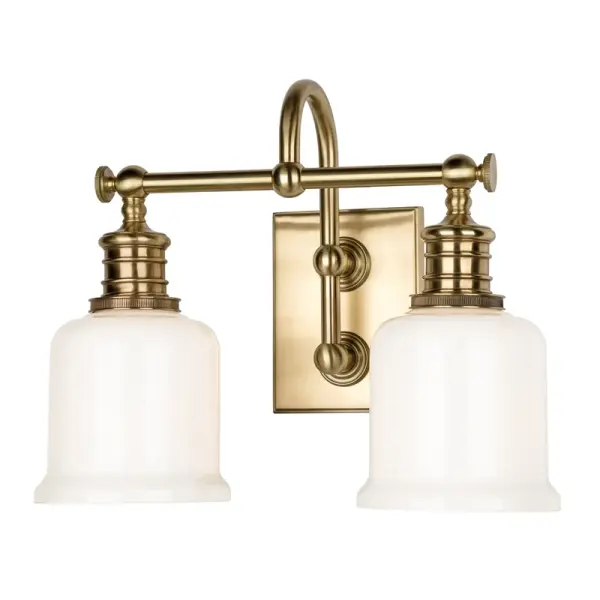 The Keswick combines vintage character with modern durability through its double-mounted gooseneck arms and bell-shaped glass shades. Cast swivels and knurled socket holders add authentic period detail to this versatile fixture.