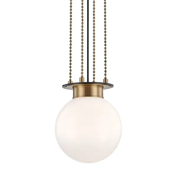 The Gunther pendant combines antique charm with transitional simplicity. Its opal glass globe diffuses light beautifully while delicate ball chains and aged bronze finish add vintage character without overwhelming modern spaces.