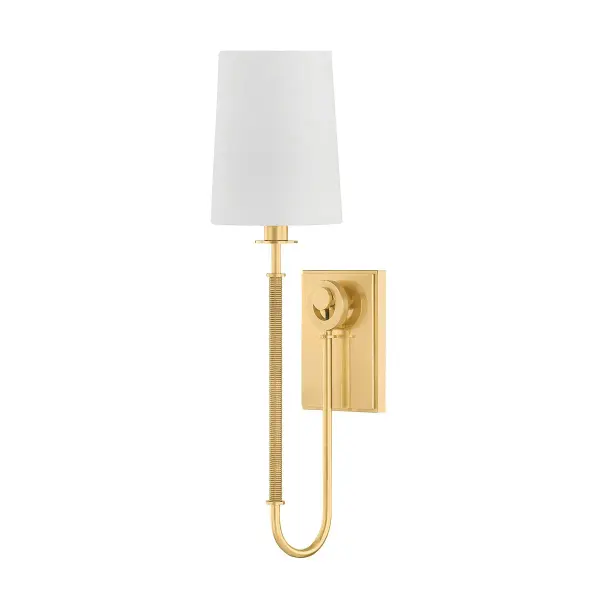 The Glenmont sconce blends antique-inspired design with contemporary industrial details. Its slender profile and horizontal knurl texture create visual interest while maintaining a refined aesthetic suitable for various interior styles.