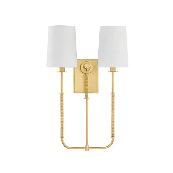 The Glenmont sconce combines antique-inspired design with contemporary details through its slender silhouette and textured knurled stems. The two-light configuration provides balanced illumination with refined metalwork.