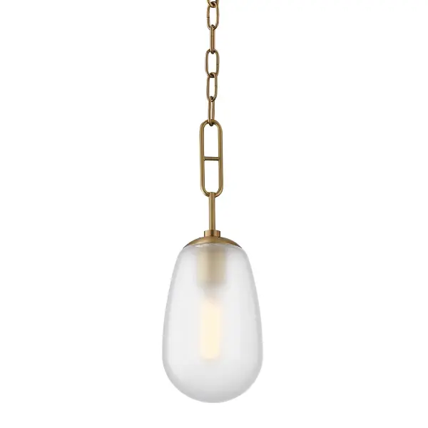 The Bruckner pendant delivers understated elegance in a compact 6-inch profile. Its aged brass finish and etched glass shade create warm, diffused light ideal for task areas or intimate spaces.