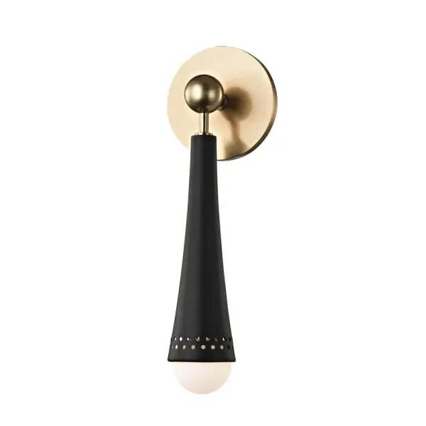 The Tupelo LED wall sconce combines contemporary minimalism with warm aged brass detailing. Its compact 4.75-inch width and integrated LED make it ideal for tight spaces needing efficient, ambient lighting.