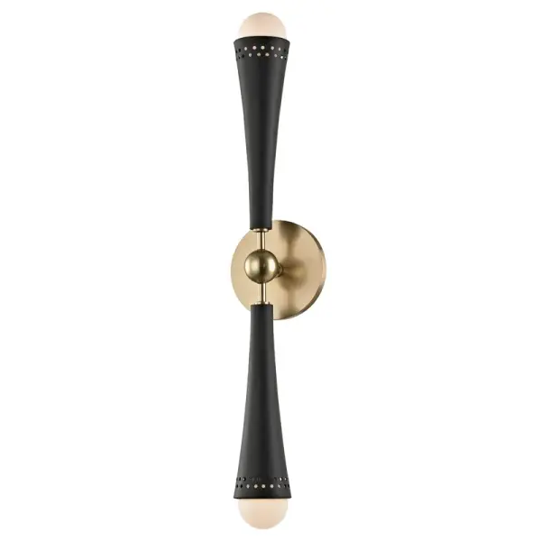 The Tupelo LED Wall Sconce combines contemporary design with practical functionality. Its aged brass finish and opal matte glass create a sophisticated look while providing energy-efficient LED illumination perfect for bathrooms and hallways.