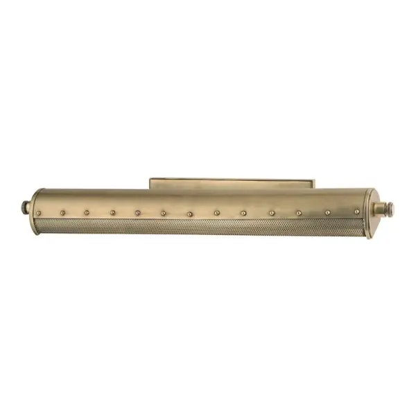The Gaines picture light brings gallery-quality illumination to artwork and mirrors with its three-light configuration and sophisticated aged brass finish. Its 25.5-inch width makes it ideal for medium to large frames.