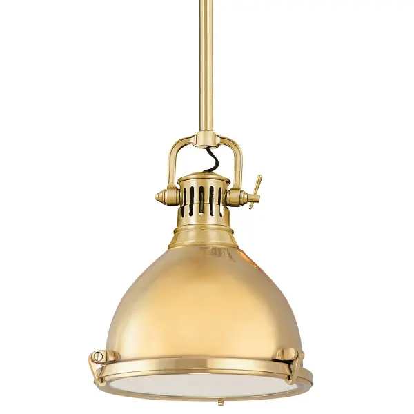 The Pelham pendant combines classic form with contemporary simplicity. Its aged brass finish and clear etched glass shade create warm, diffused light perfect for intimate spaces. Adjustable height makes it versatile for various ceiling configurations.