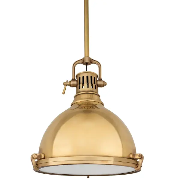 The Pelham pendant combines classic brass warmth with clean lines, making it adaptable to both traditional and contemporary spaces. Its adjustable stem system and damp rating provide installation flexibility.