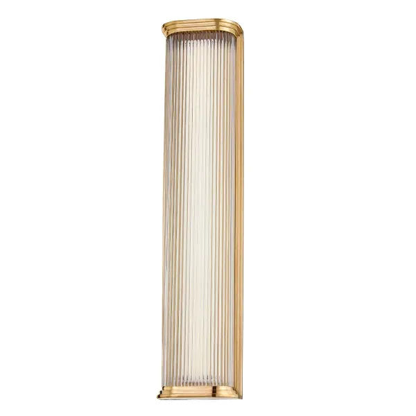 The Newburgh sconce reimagines classic glass rod design with contemporary LED technology. Its stepped metal frame and clear glass rods create sophisticated visual interest, while integrated LED delivers warm, efficient illumination.