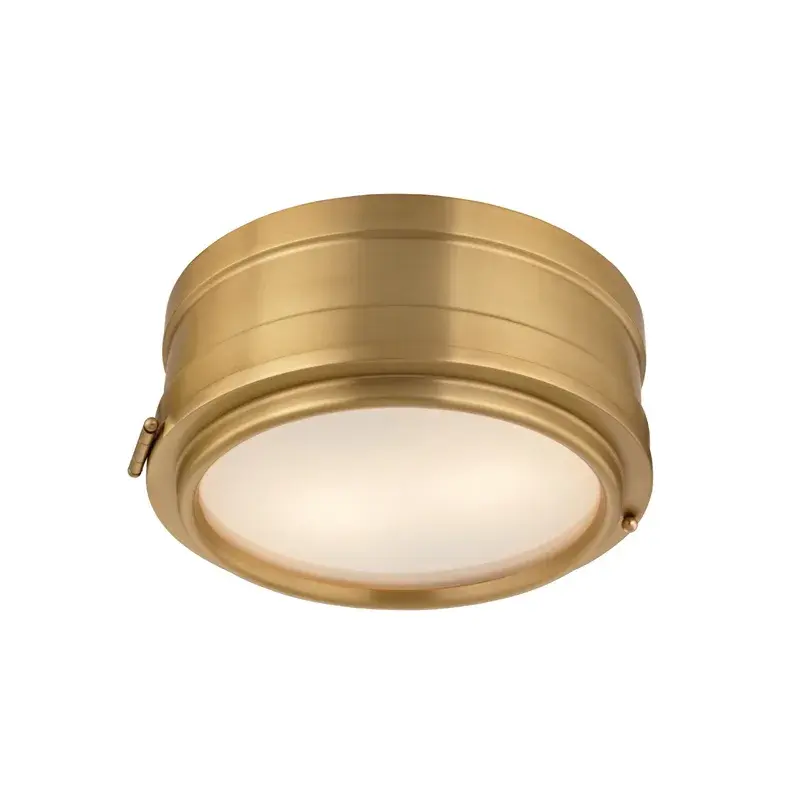 Rye Two Light Flush Mount in Aged Brass