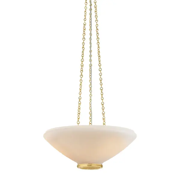The Awosting pendant beautifully bridges traditional and contemporary design with its blown opal glass shade, delicate lace-like metalwork, and vintage-inspired chain suspension. Perfect for adding warmth and sophistication.