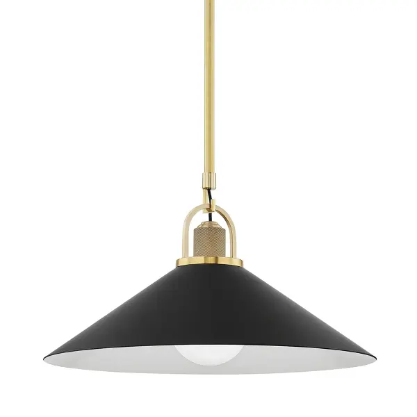 This single-light pendant from Hudson Valley Lighting combines aged brass with black accents for a sophisticated, versatile look. The mixed-metal finish works beautifully in transitional and contemporary spaces.