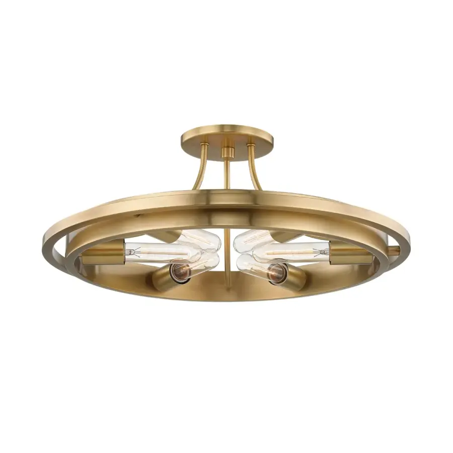 Chambers 6-Light Semi-Flush Mount in Aged Brass - Image 1