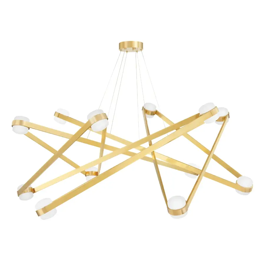 Orbit 12-Light LED Chandelier in Aged Brass - Image 1