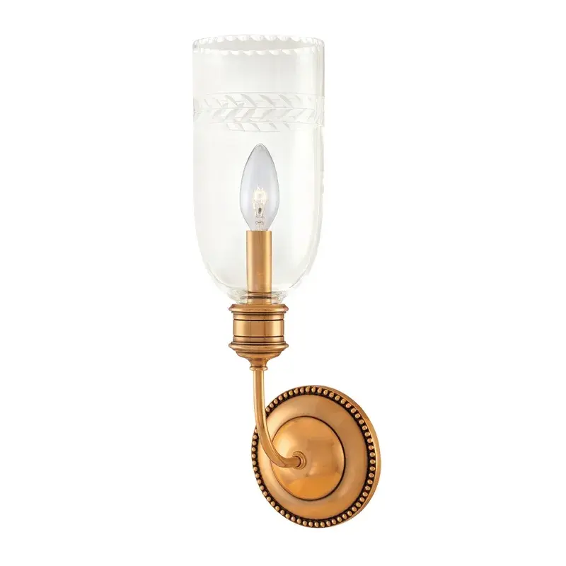 Lafayette One Light Wall Sconce in Aged Brass