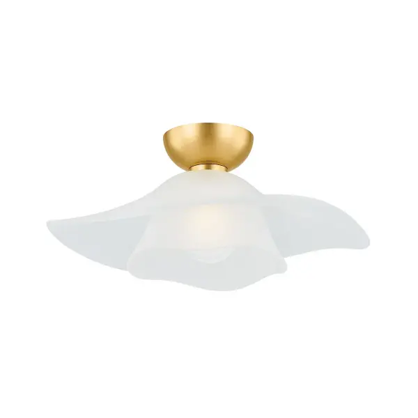Netherlee's nested glass shades create a dynamic, flower-inspired design that brings artistic elegance to any space. The Aged Brass finish adds warmth and luxury, while the shallow profile works beautifully in rooms with standard ceiling heights.