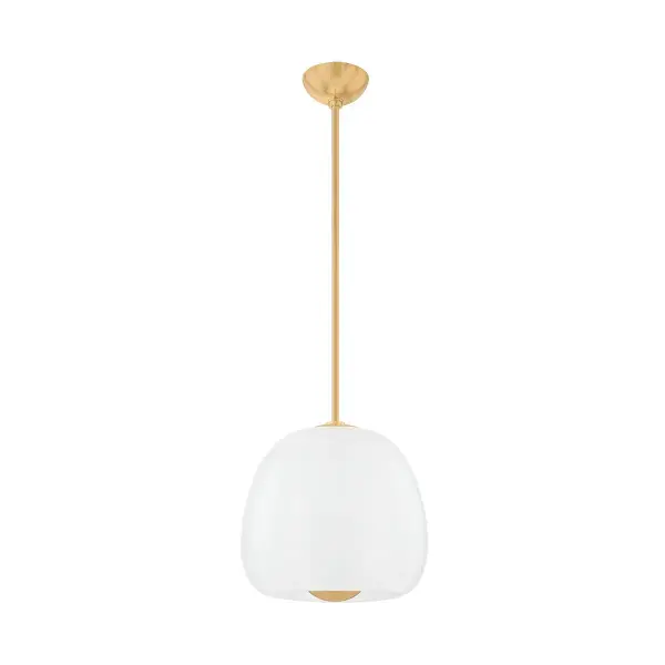 The Scranton pendant brings fresh, organic appeal with its apple-inspired silhouette and dual-layer glass construction. The etched outer glass paired with glossy opal core creates dimensional lighting interest, while integrated LED provides energy-efficient illumination.
