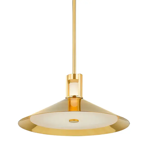 The Clermont combines modern LED efficiency with timeless materials. Its tapered conical shade and flat alabaster diffuser create a soft, ambient glow perfect for dining and living spaces. The aged brass finish adds warmth.