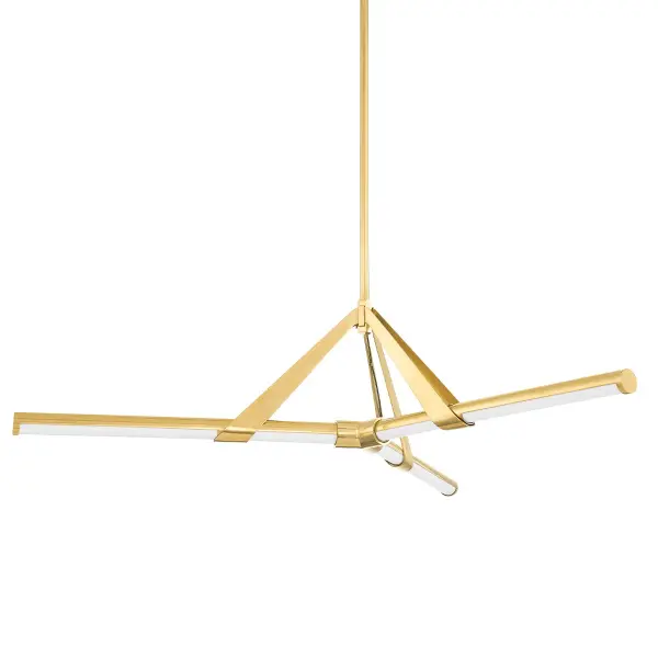 Jonas delivers modern sophistication with integrated LED technology and a streamlined silhouette. The 46-inch linear design features clean lines accented by tapered metal straps that add visual interest without bulk. High CRI and warm 3000K light make it ideal for dining and task areas.