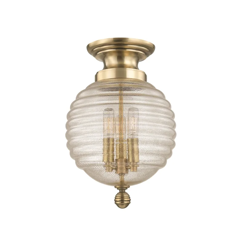 Coolidge Three Light Flush Mount in Aged Brass