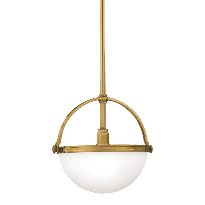 Stratford One Light Pendant in Aged Brass