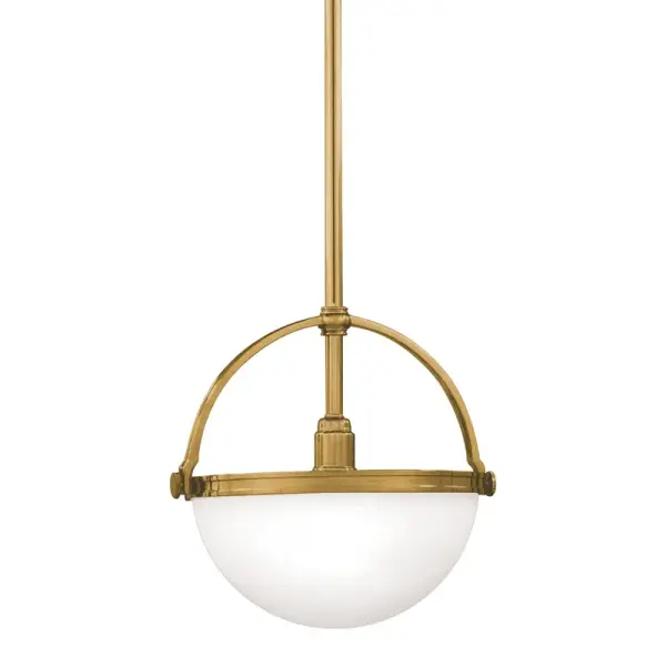 Stratford One Light Pendant in Aged Brass