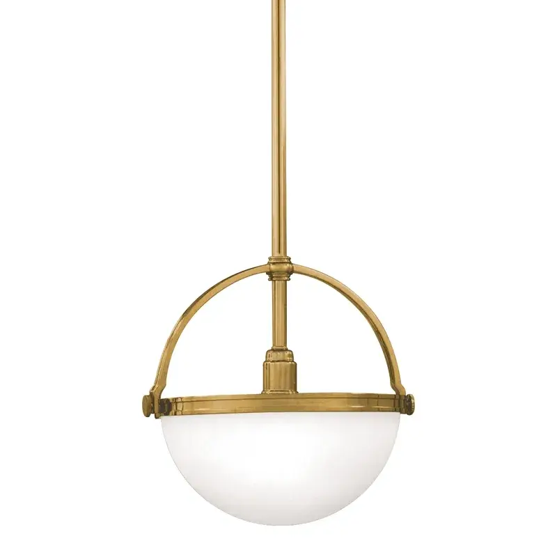 Stratford One Light Pendant in Aged Brass