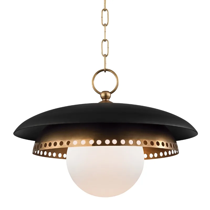 Herkimer One Light Pendant in Aged Brass