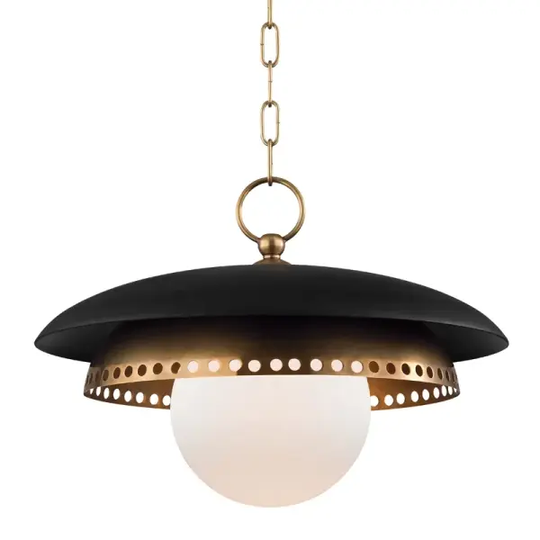Herkimer One Light Pendant in Aged Brass