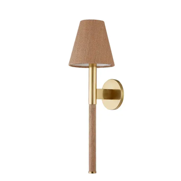 Lindenwood brings organic texture to contemporary spaces with its unique grasscloth-wrapped stems and shades. The Aged Brass finish adds warmth while the natural material creates visual interest and softness. Perfect for layering in modern interiors.