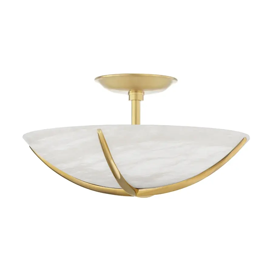 Wheatley 4-Light Semi Flush Mount in Aged Brass