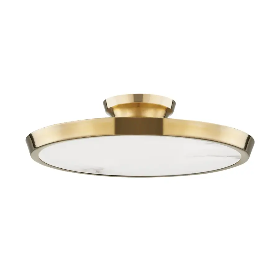 Draper 15.5" LED Flush Mount in Aged Brass