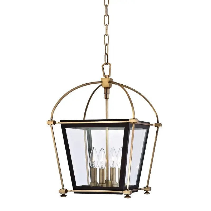 Hollis 4-Light Lantern in Aged Brass