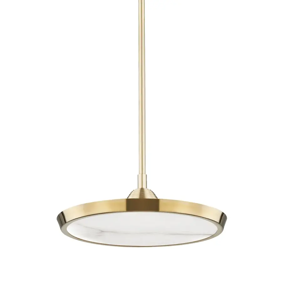 Draper LED Pendant in Aged Brass
