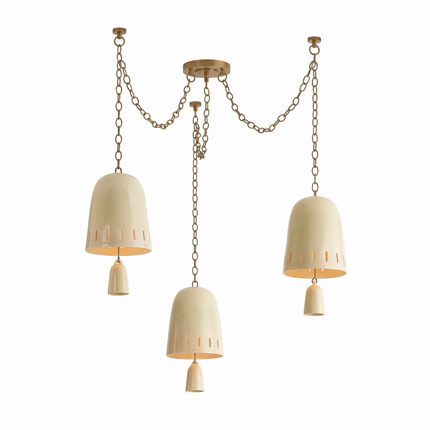 Omi Three Light Chandelier in Patina Brass