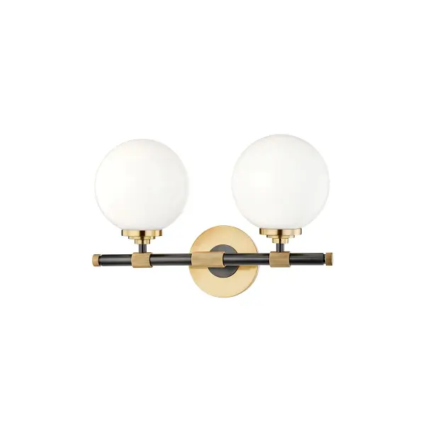 The Bowery bath bracket delivers traditional elegance with its aged bronze finish and opal glass shades. At 15 inches wide, it's perfectly sized for standard vanities while providing ample task lighting for grooming.