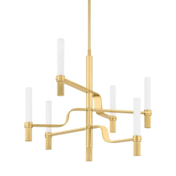 Allentown transforms the traditional candlestick into a sophisticated modern statement piece. Glass tubes filled with integrated LED light create ambient glow while fluid curved arms add dynamic movement and architectural presence.