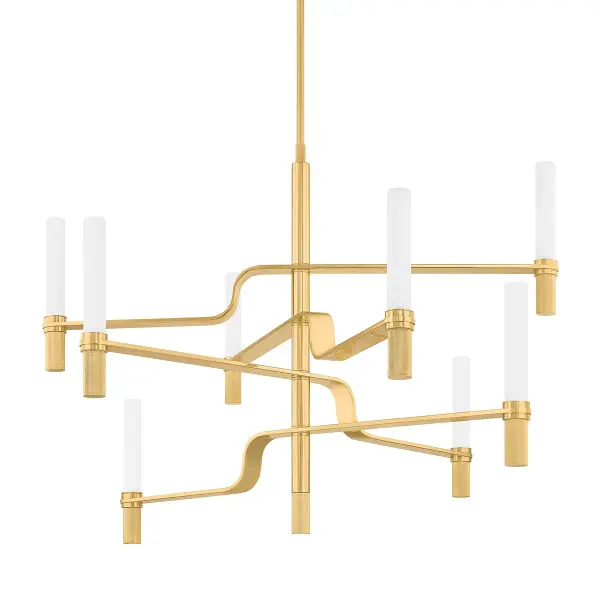 Allentown transforms the traditional candlestick into a sophisticated modern statement piece. Glass tubes filled with integrated LED light create ambient glow, while fluid curved arms add dynamic movement and architectural presence.