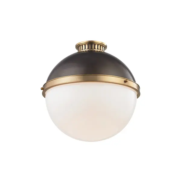 The Latham flush mount brings timeless elegance with a modern edge. Its ventilated holder design and spherical mounting pins add visual interest while the aged bronze finish provides warmth and character.