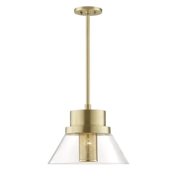 The Paoli pendant reimagines the industrial wharf light with assured minimalism and contemporary sophistication. Its perforated metal shade creates intriguing light patterns while the aged brass finish adds warmth and refinement to any space.