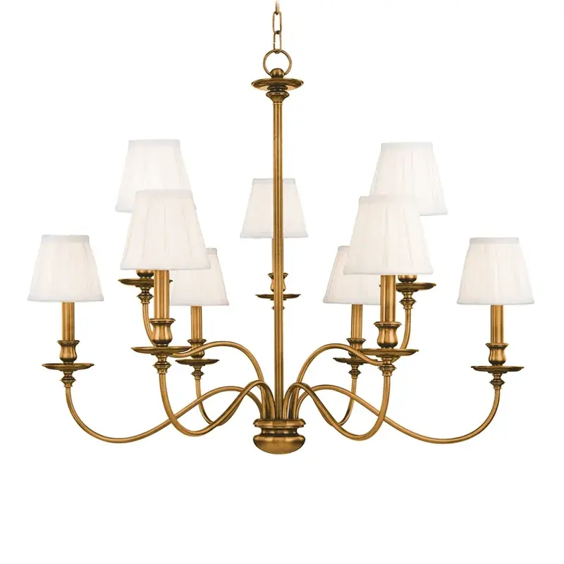 Menlo Park 9-Light Chandelier in Aged Brass