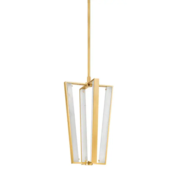 The Edgemere redefines modern lighting with integrated LED strips and geometric alabaster panels creating a sophisticated 'air lantern' effect. Its bold architectural silhouette and mixed materials deliver grand traditional presence with a futuristic edge.