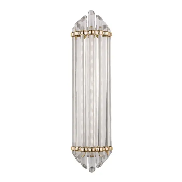 The Albion LED Bath Bracket combines modern integrated LED technology with transitional styling. Its aged brass finish adds warmth to bathrooms while delivering 980 lumens of 2700K light with excellent 90 CRI color rendering.