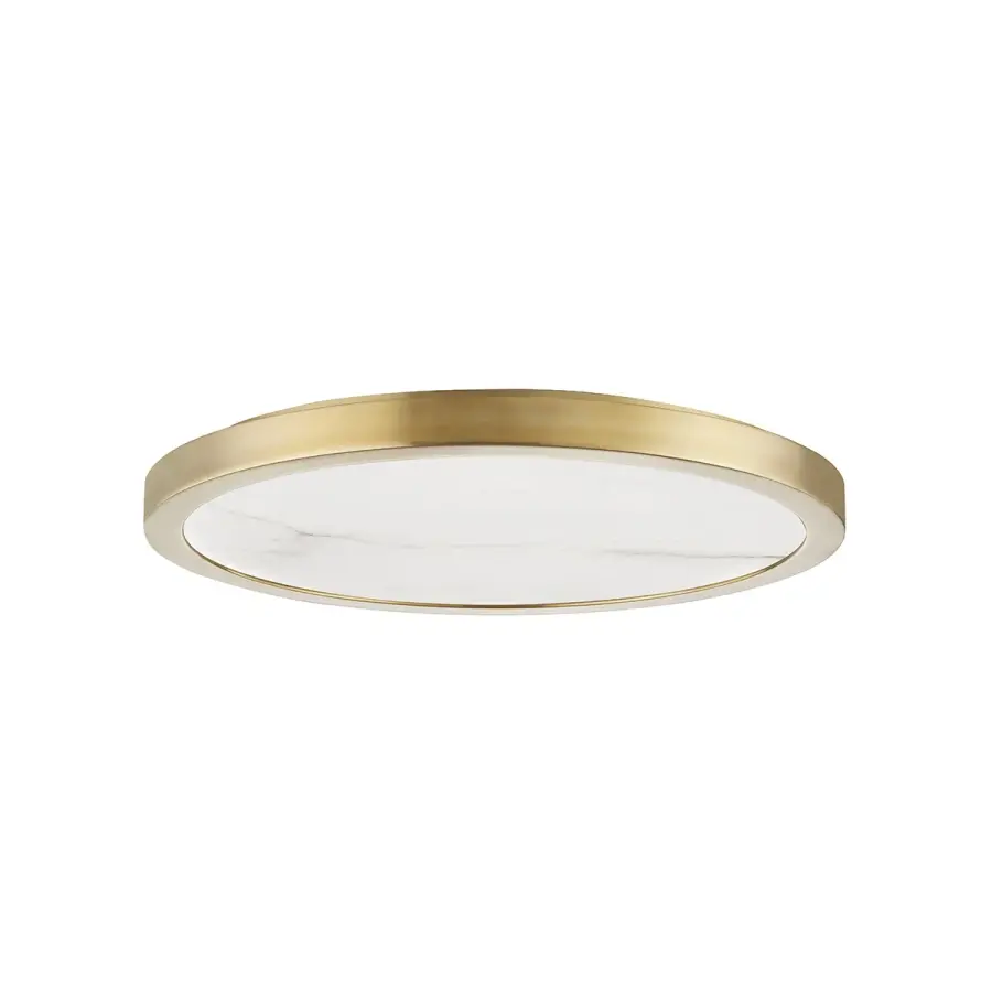 Woodhaven 18" LED Flush Mount in Aged Brass